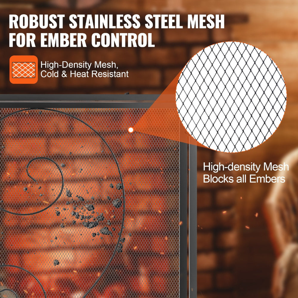 Robust stainless steel mesh for ember control with high-density mesh detail.