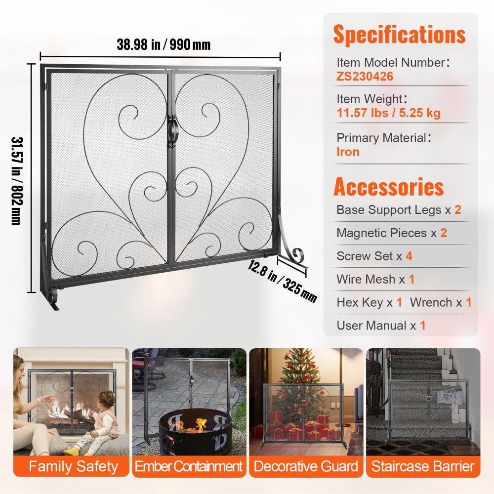 Product specification card with decorative screen and usage scenarios on a white background