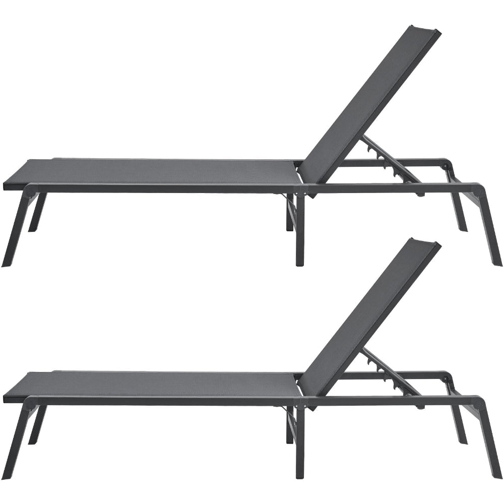 Two gray lounge chairs on a white background