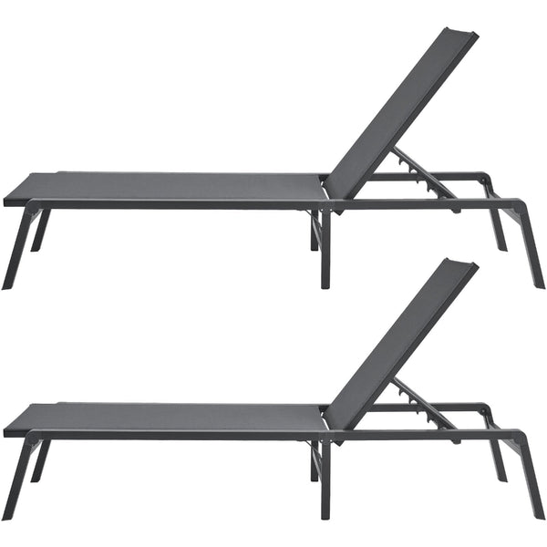 Two gray lounge chairs on a white background
