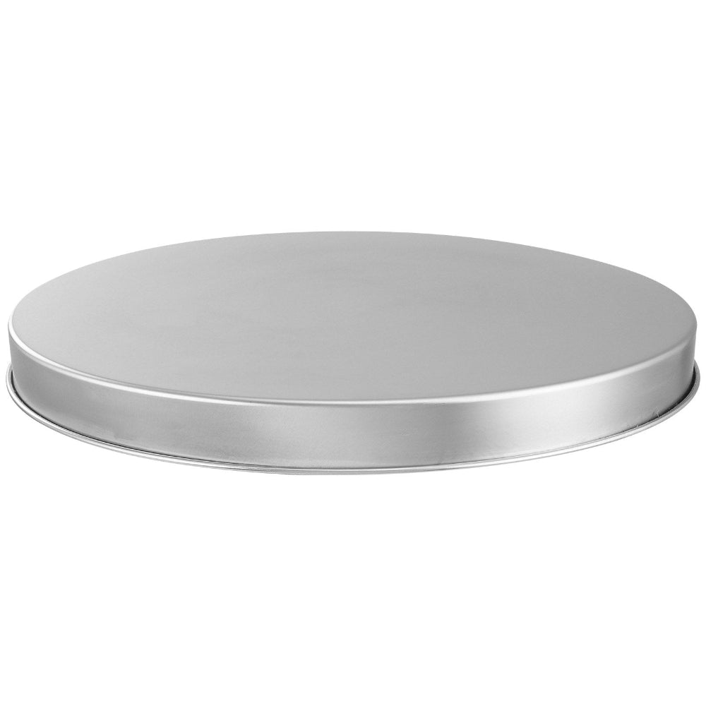 Round metal fire pit cover on a white background