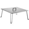 Metallic folding table with a white background