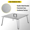 Metal table with 430 stainless steel material, double-sided brushed finish, and consistent lines on a white background.