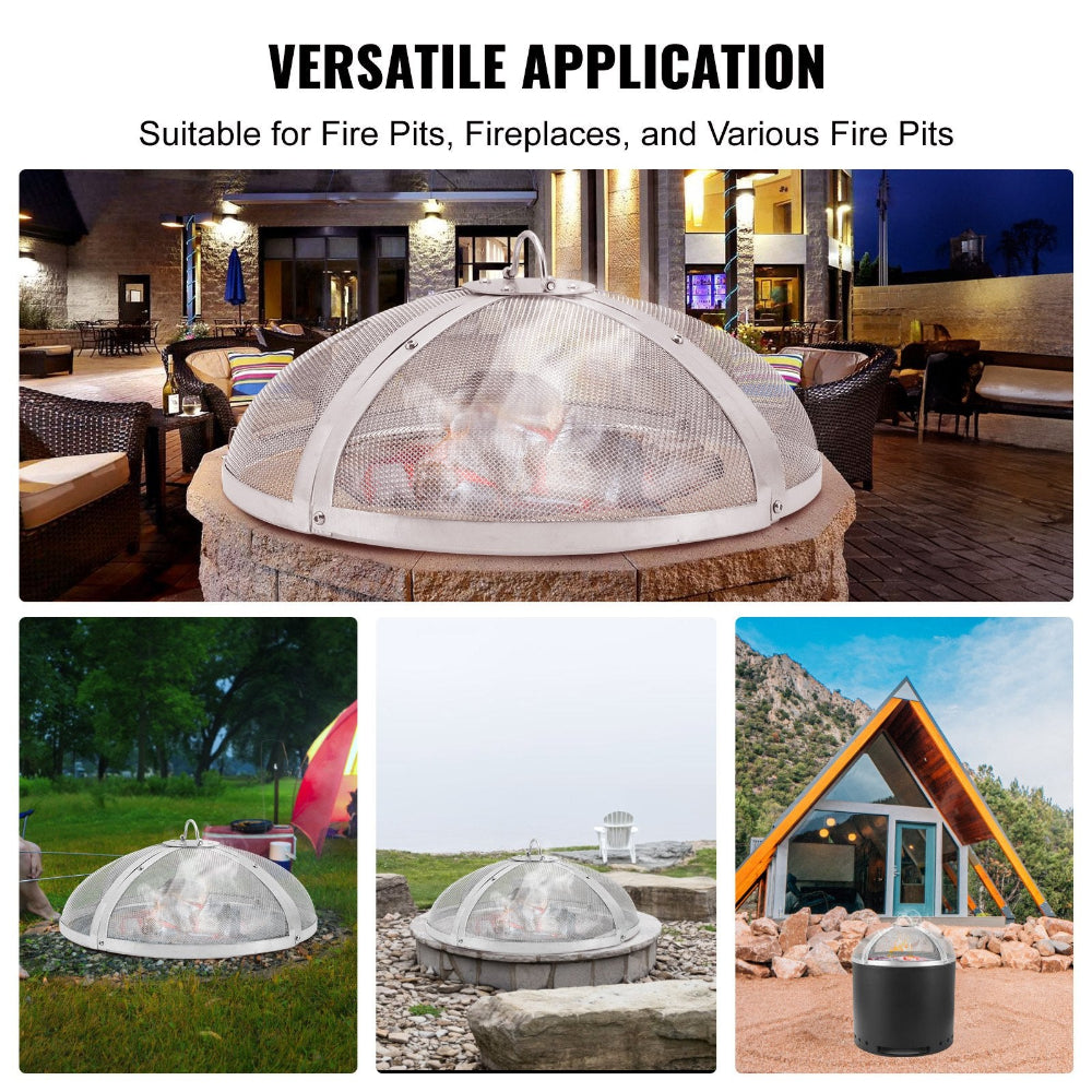 Collage of fire pit and fireplace applications with text 'Versatile Application' and 'Suitable for Fire Pits, Fireplaces, and Various Fire Pits'.