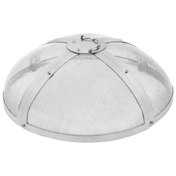 Metal fire pit screen on a white background