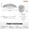 Product specifications for a Vevor fire pit screen with dimensions, accessories, and material details.