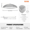 Product specifications for a Vevor fire pit screen with dimensions, accessories, and material details.