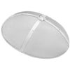 Round metal fire pit screen with mesh design on a white background