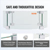 Glass shower enclosure with Vevor branding and safety features highlighted on a white background.