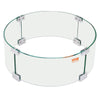 Clear glass fire pit ring with metal frame on a white background, featuring the VEVOR brand.