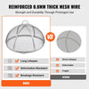 Reinforced mesh fire pit screen product with comparison to othersl on a white background