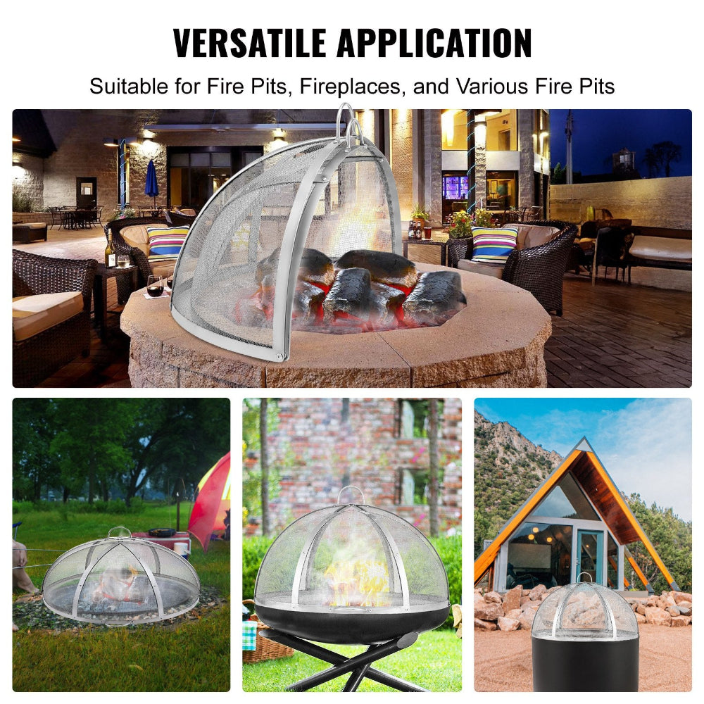 Collage of fire pit and fireplace applications with text 'Versatile Application' and 'Suitable for Fire Pits, Fireplaces, and Various Fire Pits'.