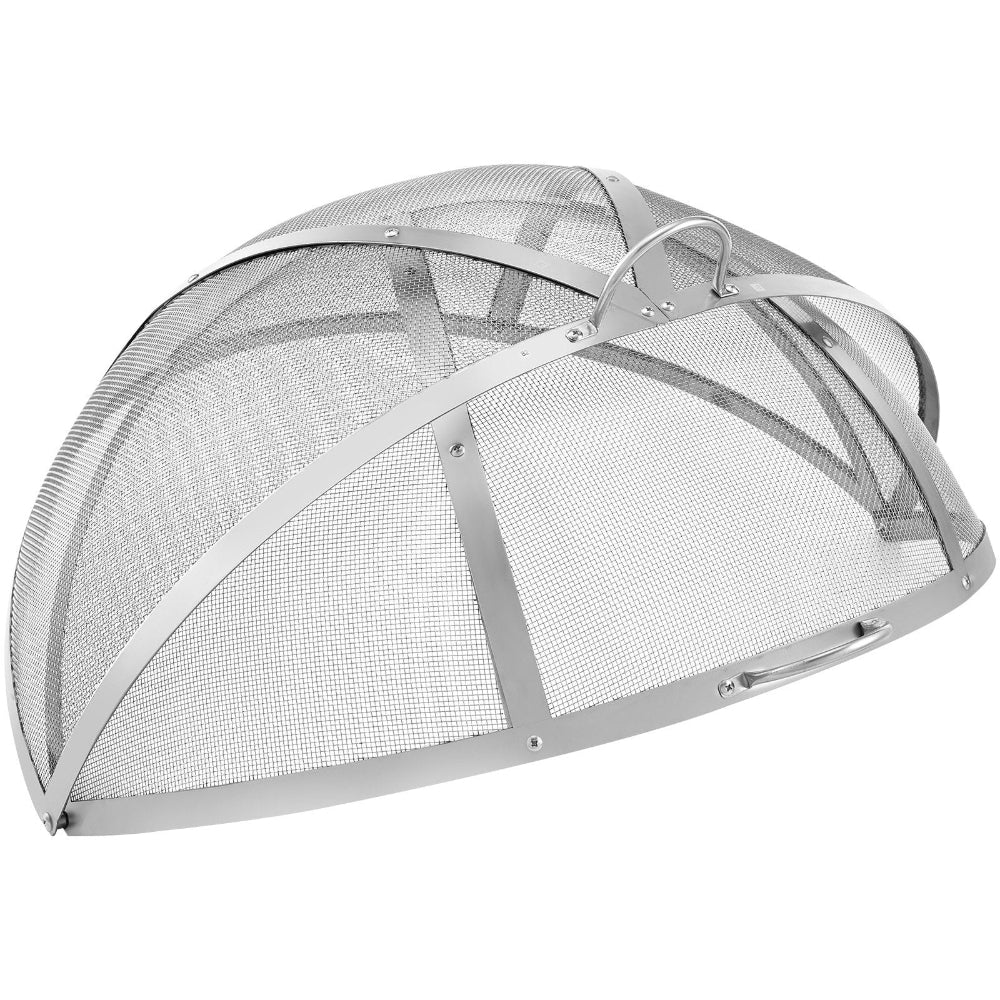 Metal fire screen with mesh design on a white background