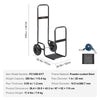 Hand truck with dimensions and specifications on a white background