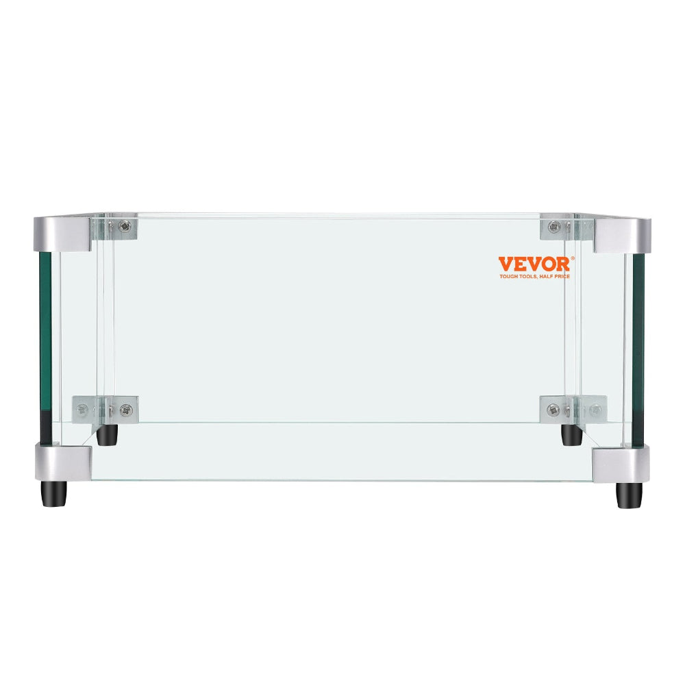 Glass aquarium with metal frame and VEVOR branding on a white background