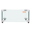 Glass aquarium with metal frame and VEVOR branding on a white background