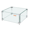 Clear glass display case with metal frame on a white background, featuring the Vevor brand.