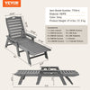 Gray lounge chair with dimensions and VEVOR branding on a white background