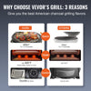 Comparison chart of Vevor's grill and others, highlighting features like space, temperature control, and cooking time.