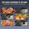Diagram showing different cooking methods with corresponding damper positions on a grill.