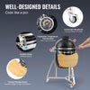 Barbecue grill with highlighted features on a gradient background