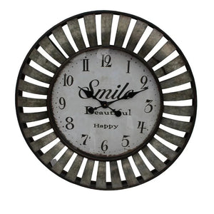 Viking Round Metal Clock with Smile, Beautiful, happy on the face - 82 cm Diameter