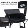 Black barbecue grill with a durable cover on a white background