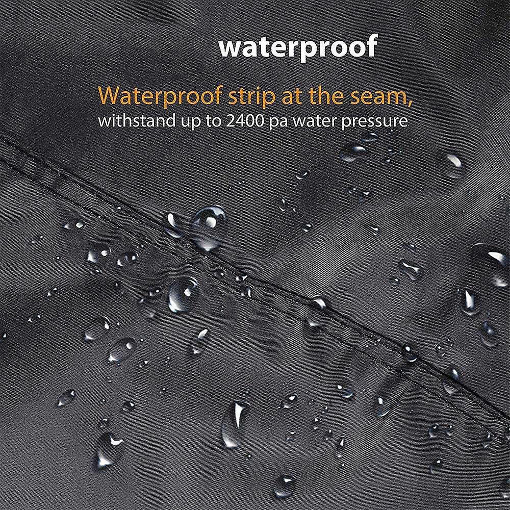 Waterproof material with water droplets and text indicating waterproofing feature.