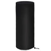 Black cylindrical heater cover on a white background
