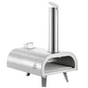 Stainless steel outdoor pizza oven on a white background