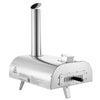 Stainless steel outdoor pizza oven on a white background