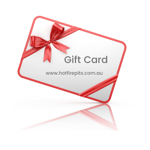 Gift Card with text and red bow with ribbon for www.HotFirePits.com.au