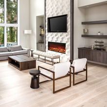 Load image into Gallery viewer, Astro 1200 Electric Fireplace Australia Single sided Installed in a lounge room wall