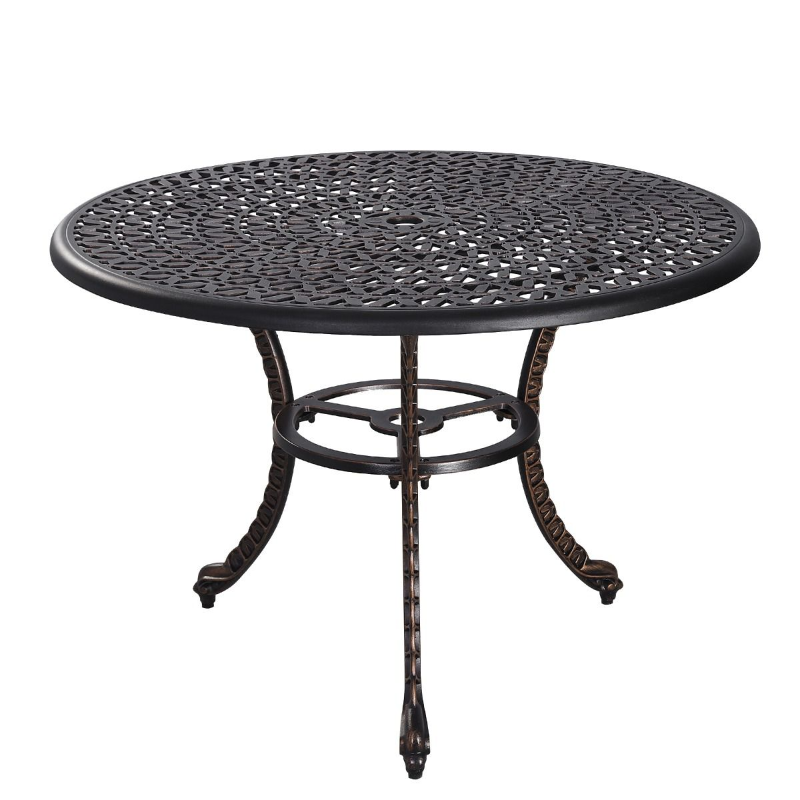 Table of the Chantal 5 piece Cast Aluminium Setting in sand black colour on a white background.