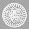 Top view of the Dominique table in white colour, with a grey background.