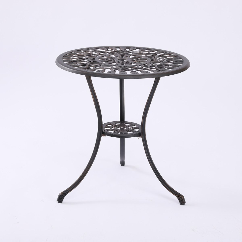 Dominique table in the bronze colour, with a white background.