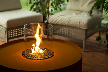 Load image into Gallery viewer, Galio Corten Round Gas Fire Pit Australia with fire burning