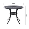 Marco Cast Aluminium Black colour Outdoor Table showing measurements and a white background.