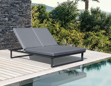 Load image into Gallery viewer, Vivara Sunlounge Australia - Double charcoal frame with dark grey cushions at poolside