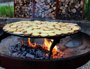Yagoona Barramundi wood BBQ cooking potatoe wedges
