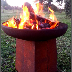 Yagoona Goanna Outdoor Fire Pit Australia with fire burning