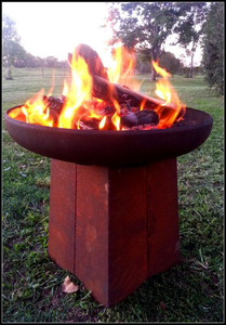 Yagoona Goanna Outdoor Fire Pit Australia with fire burning