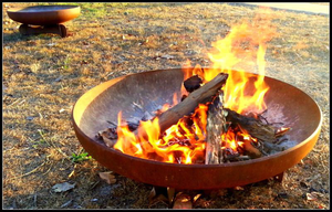 Yagoona Yabbi Outdoor Fire Pit Australia with fire burning