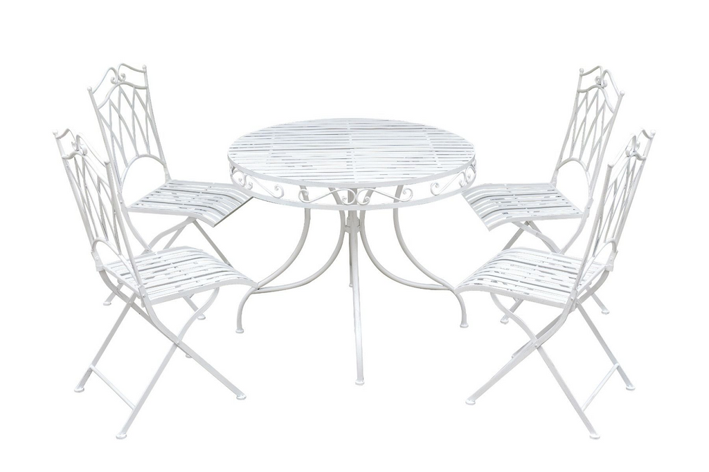 Albany 5-piece setting in Wrought Iron white colour on a white background.