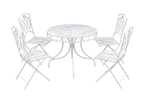 Albany 5-piece setting in Wrought Iron white colour on a white background.