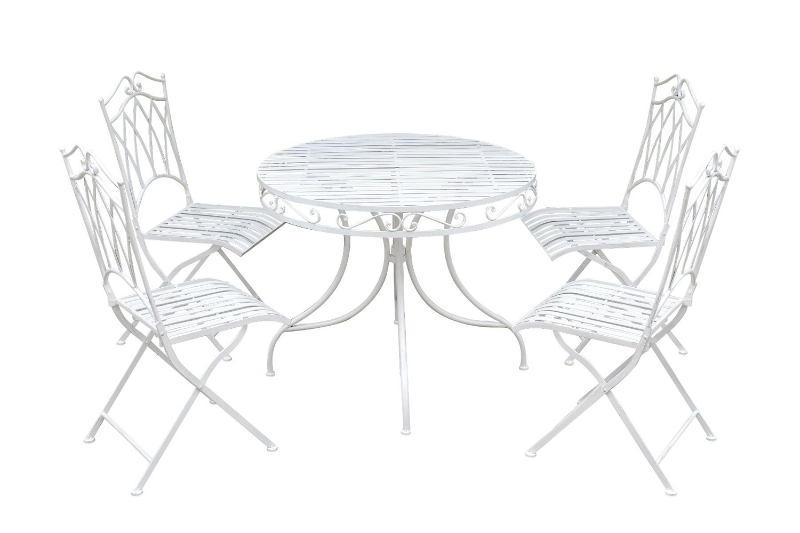 Albany 5-piece setting in Wrought Iron white colour on a white background.
