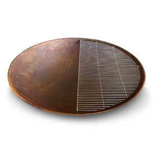 half size Stainless Steel BBQ Cooking Grill on a fire pit