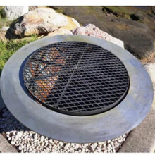 Load image into Gallery viewer, Fire Pit Metal Cooking Grill on a teppanyaki fire pit