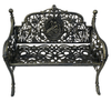 Cameo Cast Iron Bench small size in black gold colour on a white background.