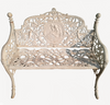 Cameo Cast Iron Bench small size in the antique white colour on a white background.